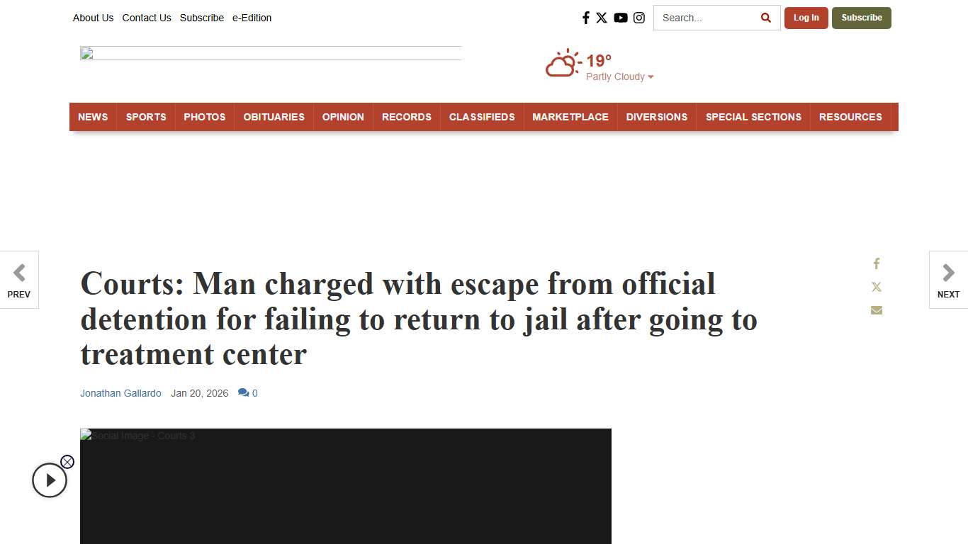 Courts: Man charged with escape from official detention for failing to return to jail after going to treatment center Courts gillettenewsrecord.com