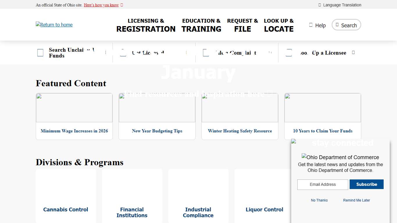 Department of Commerce Ohio.gov Ohio Department of Commerce