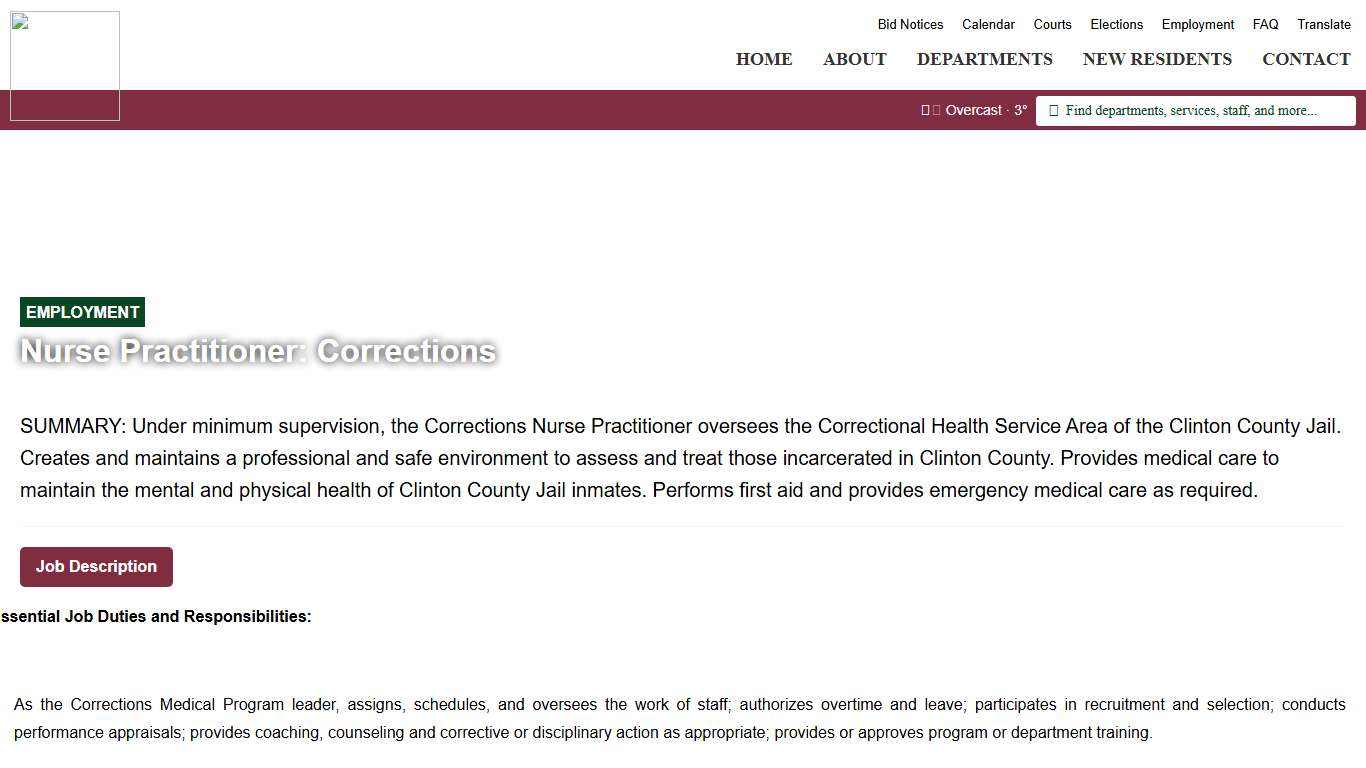 Nurse Practitioner: Corrections - Employment - Clinton County, Iowa