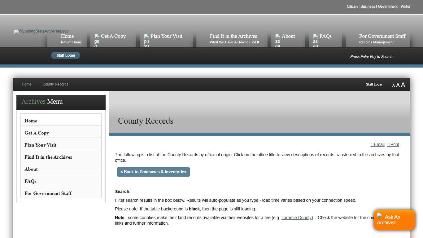 County Records - Wyoming State Archives